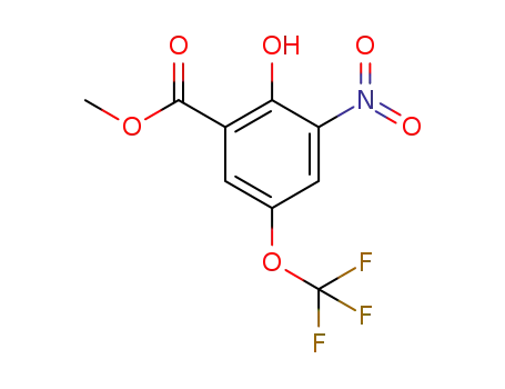Molecular Structure of 935534-17-1 (2-Hydroxy-3-nitro-5-trifluoromethoxy-benzoic acid methyl ester)