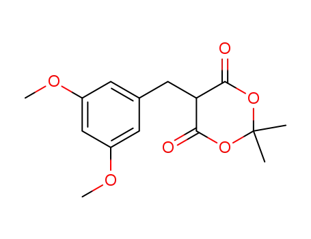 Molecular Structure of 618084-27-8 (1,3-Dioxane-4,6-dione, 5-[(3,5-dimethoxyphenyl)methyl]-2,2-dimethyl-)