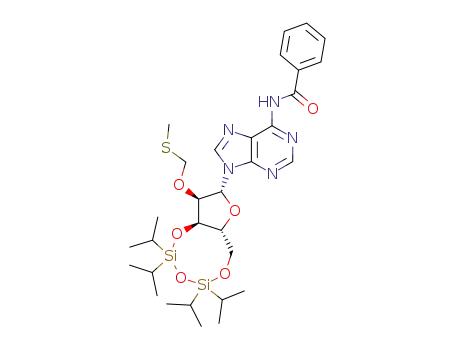 Adenosine,
N-benzoyl-2'-O-[(methylthio)methyl]-3',5'-O-[1,1,3,3-tetrakis(1-methyleth
yl)-1,3-disiloxanediyl]-