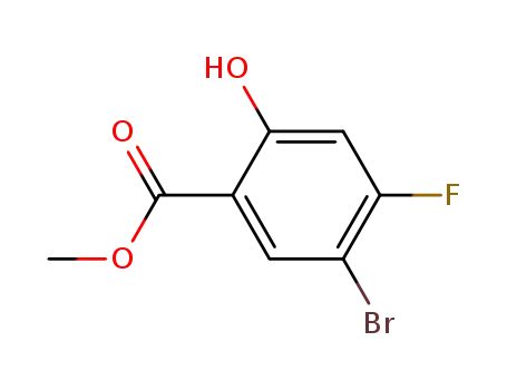Molecular Structure of 4133-72-6 (5-BroMo-4-fluoro-2-hydroxy-benzoic acid Methyl ester)