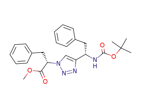 Molecular Structure of 872864-31-8 ((S)-2-[4-((S)-1-tert-Butoxycarbonylamino-2-phenyl-ethyl)-[1,2,3]triazol-1-yl]-3-phenyl-propionic acid methyl ester)