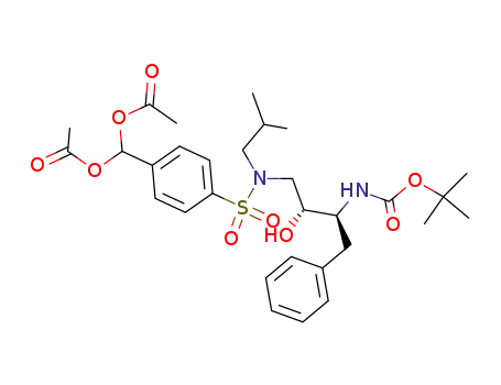 Molecular Structure of 854745-35-0 ((acetyloxy)(4-{[{(2R,3S)-3-[(tert-butoxycarbonyl)amino]-2-hydroxy-4-phenylbutyl}(isobutyl)amino]sulfonyl}phenyl)methyl Acetate)