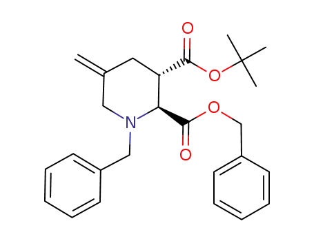 Molecular Structure of 791834-44-1 (2,3-Piperidinedicarboxylic acid, 5-methylene-1-(phenylmethyl)-,
3-(1,1-dimethylethyl) 2-(phenylmethyl) ester, (2S,3S)-)