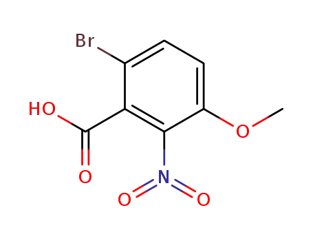 Molecular Structure of 127971-97-5 (6-BroMo-3-Methoxy-2-nitrobenzoic acid)