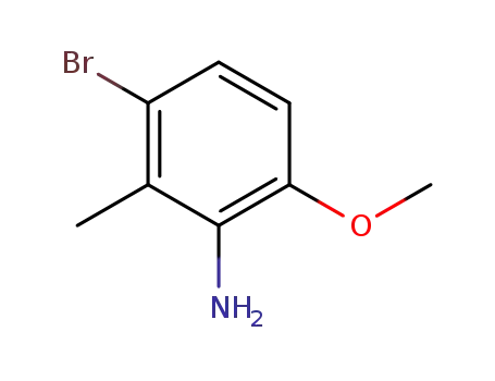 Molecular Structure of 786596-55-2 (Benzenamine, 3-bromo-6-methoxy-2-methyl- (9CI))