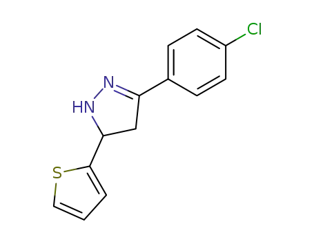 Molecular Structure of 89145-08-4 (1H-Pyrazole, 3-(4-chlorophenyl)-4,5-dihydro-5-(thienyl)-)