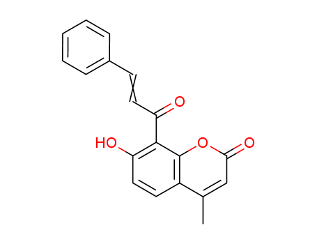 Molecular Structure of 102145-60-8 (2H-1-Benzopyran-2-one,
7-hydroxy-4-methyl-8-(1-oxo-3-phenyl-2-propenyl)-)