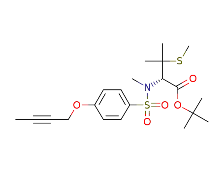 Molecular Structure of 287407-29-8 (2-([{4-but-2-ynyloxy-benzene}sulfonyl]methyl-amino)-3-methyl-3-[(methyl)sulfanyl]-butyric acid tert-butyl ester)