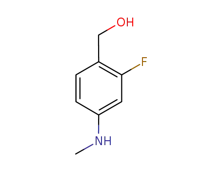 Molecular Structure of 660432-47-3 (Benzenemethanol, 2-fluoro-4-(methylamino)- (9CI))