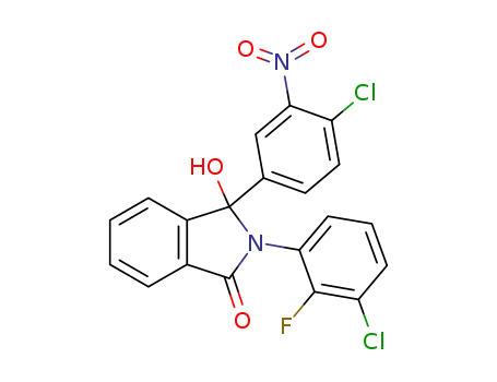 Molecular Structure of 870605-90-6 ((3-chloro-2-fluorophenyl)-3-(4-chloro-3-nitrophenyl)-3-hydroxy-2,3-dihydro-1H-isoindol-1-one)