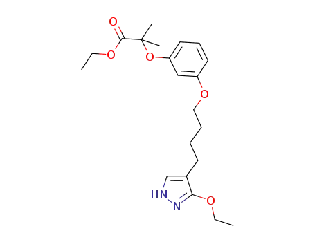 Molecular Structure of 628330-38-1 (Propanoic acid,
2-[3-[4-(3-ethoxy-1H-pyrazol-4-yl)butoxy]phenoxy]-2-methyl-, ethyl ester)