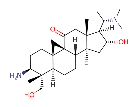 Molecular Structure of 14155-67-0 (9,19-Cyclopregnan-11-one,3-amino-20-(dimethylamino)-16-hydroxy-4-(hydroxymethyl)-4,14-dimethyl-, (3b,4a,5a,16a,20S)-)