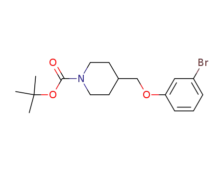 Molecular Structure of 180847-24-9 (t-Butyl 4-((3-bromophenoxy)methyl)piperidine-1-carboxylate)