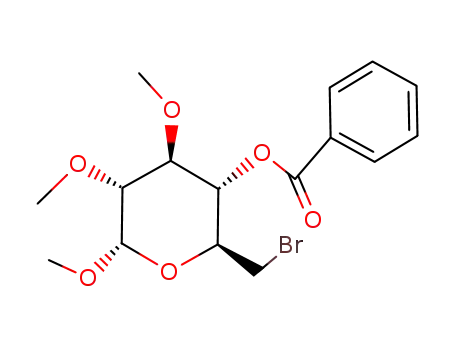 Molecular Structure of 56543-17-0 (methyl 4-O-benzoyl-6-bromo-6-deoxy-2,3-di-O-methyl-α-D-glucopyranoside)