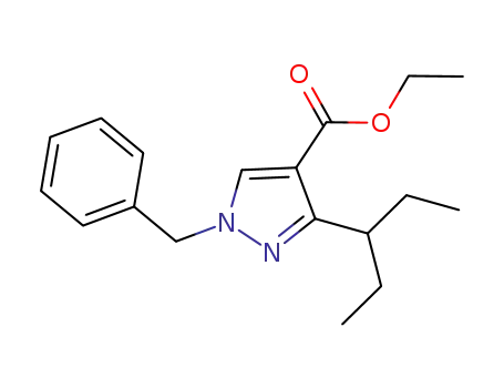 Molecular Structure of 628331-07-7 (1H-Pyrazole-4-carboxylic acid, 3-(1-ethylpropyl)-1-(phenylmethyl)-, ethyl
ester)