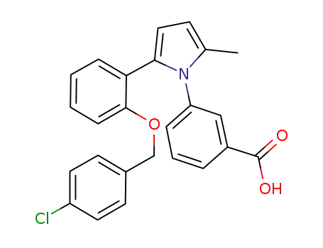 Molecular Structure of 632621-71-7 (Benzoic acid,
3-[2-[2-[(4-chlorophenyl)methoxy]phenyl]-5-methyl-1H-pyrrol-1-yl]-)