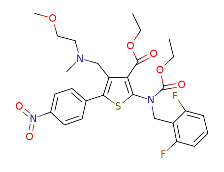 ethyl 2-((2,6-difluorobenzyl)(ethoxycarbonyl)amino)-4-(((2-methoxyethyl)(methyl)amino)methyl)-5-(4-nitrophenyl)thiophene-3-carboxylate