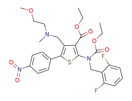3-Thiophenecarboxylic acid,
2-[[(2,6-difluorophenyl)methyl](ethoxycarbonyl)amino]-4-[[(2-methoxyeth
yl)methylamino]methyl]-5-(4-nitrophenyl)-, ethyl ester