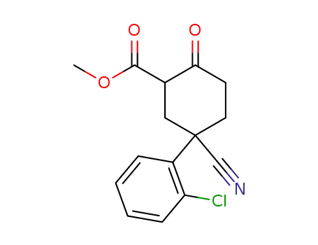 Molecular Structure of 65618-87-3 (2-carbomethoxy-4-cyano-4-(o-chlorophenyl)cyclohexanone)