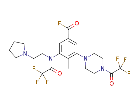 Molecular Structure of 871339-77-4 (4-methyl-3-[(2-pyrrolidin-1-ylethyl)(trifluoroacetyl)amino]-5-[4-(trifluoroacetyl)piperazin-1-yl]benzoyl fluoride)