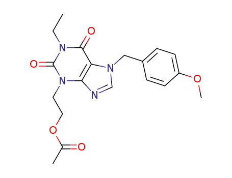 Molecular Structure of 630413-95-5 (1H-Purine-2,6-dione,
3-[2-(acetyloxy)ethyl]-1-ethyl-3,7-dihydro-7-[(4-methoxyphenyl)methyl]-)