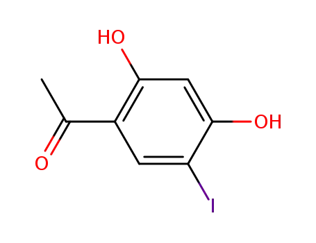 Molecular Structure of 62069-33-4 (Ethanone, 1-(2,4-dihydroxy-5-iodophenyl)-)