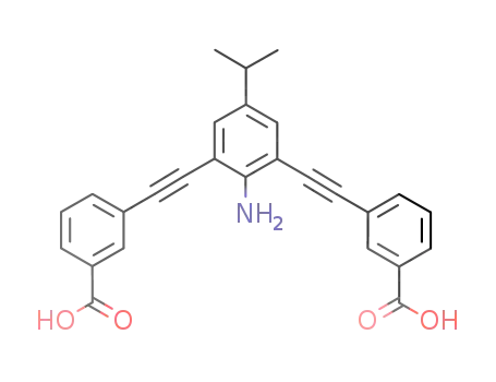Molecular Structure of 1255369-33-5 (3,3'-(2-amino-5-isopropyl-1,3-phenylenebis(ethyne-2,1-diyl))dibenzoic acid)