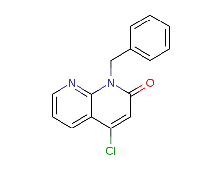 Molecular Structure of 583031-57-6 (1,8-Naphthyridin-2(1H)-one, 4-chloro-1-(phenylmethyl)-)