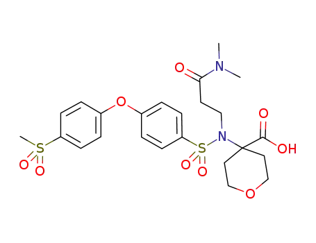 Molecular Structure of 557087-56-6 (2H-Pyran-4-carboxylic acid,
4-[[3-(dimethylamino)-3-oxopropyl][[4-[4-(methylsulfonyl)phenoxy]phenyl]
sulfonyl]amino]tetrahydro-)