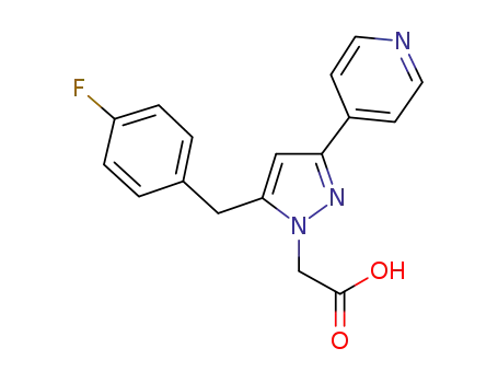 Molecular Structure of 1001383-88-5 (2-(5-(4-Fluorobenzyl)-3-(pyridin-4-yl)-4,5-dihydro-1H-pyrazol-1-yl)acetic acid)