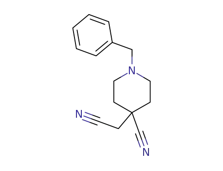 Molecular Structure of 86945-27-9 (1-BENZYL-4-CYANOMETHYL-PIPERIDINE-4-CARBONITRILE)