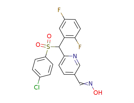 Molecular Structure of 820222-21-7 (3-Pyridinecarboxaldehyde,
6-[[(4-chlorophenyl)sulfonyl](2,5-difluorophenyl)methyl]-, oxime)