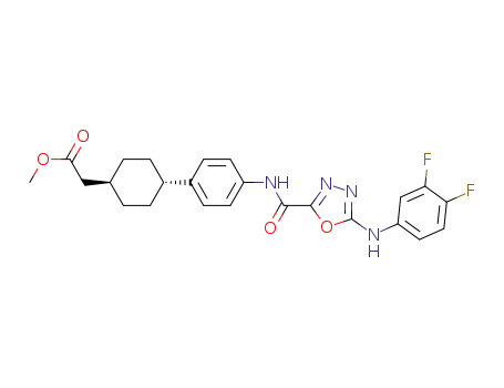 methyl (trans-4-{4-[({5-[(3,4-difluorophenyl)amino]-1,3,4-oxadiazol-2-yl}carbonyl)amino]phenyl}cyclohexyl)acetate