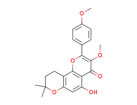 Molecular Structure of 55395-01-2 (5-hydroxy-3-methoxy-2-(4-methoxyphenyl)-7,8-(2,2-dimethyl-2H-pyran)-4H-chromen-4-one)