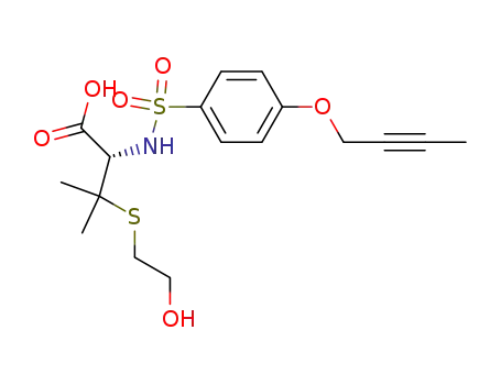 Molecular Structure of 287407-19-6 (N-{[4-(2 butynyloxy)phenyl]-sulfonyl}-3-[(2-hydroxyethyl)sulfanyl]valine)
