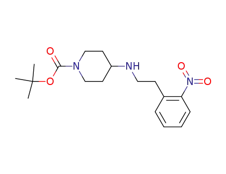 Molecular Structure of 783368-11-6 (1-Piperidinecarboxylic acid, 4-[[2-(2-nitrophenyl)ethyl]amino]-,
1,1-dimethylethyl ester)