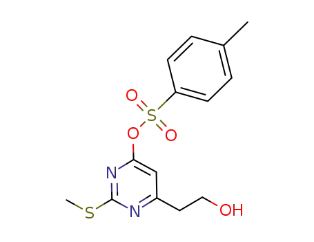 Molecular Structure of 920490-05-7 (6-(2-hydroxyethyl)-2-(methylthio)-4-pyrimidinyl 4-methyl-1-benzenesulfonate)