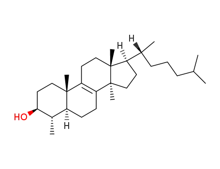 Molecular Structure of 16910-39-7 (Cholest-8-en-3-ol,4,14-dimethyl-, (3b,4a,5a)-)