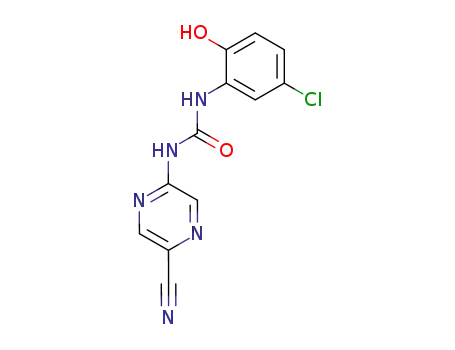 Molecular Structure of 660851-46-7 (Urea, N-(5-chloro-2-hydroxyphenyl)-N'-(5-cyanopyrazinyl)-)