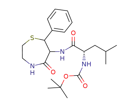 Molecular Structure of 680231-25-8 (Carbamic acid,
[(1S)-1-[[(hexahydro-5-oxo-7-phenyl-1,4-thiazepin-6-yl)amino]carbonyl]-
3-methylbutyl]-, 1,1-dimethylethyl ester)