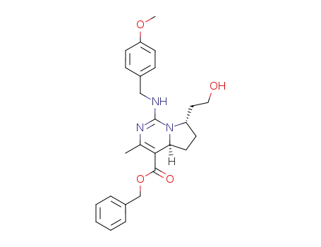 7-(2-hydroxy-ethyl)-1-(4-methoxy-benzylamino)-3-methyl-4a,5,6,7-tetrahydropyrrolo[1,2-c]pyrimidine-4-carboxylic acid benzyl ester