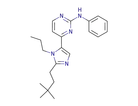 Molecular Structure of 600639-48-3 (2-Pyrimidinamine,
4-[2-(3,3-dimethylbutyl)-1-propyl-1H-imidazol-5-yl]-N-phenyl-)