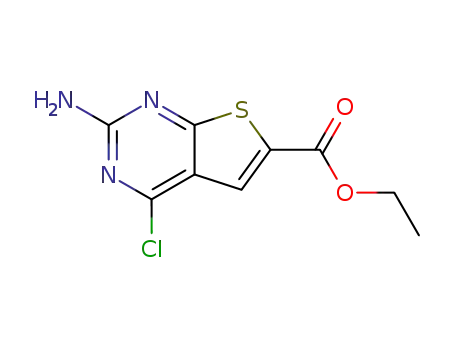 Molecular Structure of 847560-46-7 (ethyl 2-amino-4-chlorothieno[2,3-d]pyrimidine-6-carboxylate)