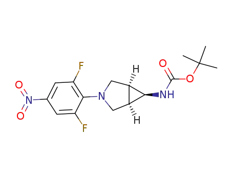 Molecular Structure of 681851-50-3 ([endo-(1R,5S)-3-(2,6-difluoro-4-nitro-phenyl)-3-aza-bicyclo[3.1.0]hex-6-yl]carbamic acid tert-butyl ester)