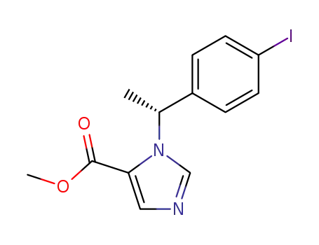 Molecular Structure of 813466-05-6 (1H-Imidazole-5-carboxylic acid, 1-[(1R)-1-(4-iodophenyl)ethyl]-, methyl
ester)