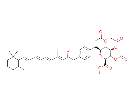 Molecular Structure of 886226-26-2 (2,6-anhydro-7-deoxy-7-[4-(retinoylmethyl)phenyl]-3,4,5-tri-O-acetyl-L-glycero-L-gulo-heptonic acid methyl ester)