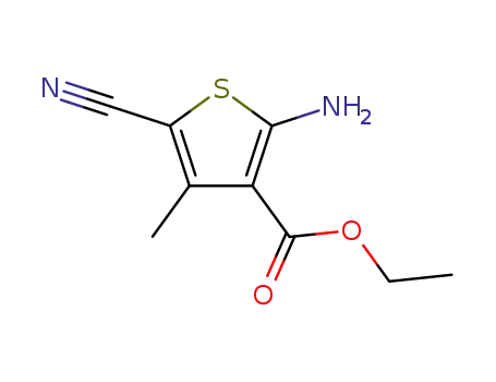 Molecular Structure of 43028-74-6 (ethyl 2-amino-5-cyano-4-methylthiophene-3-carboxylate)