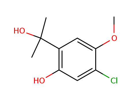 Molecular Structure of 865305-44-8 (5-Chloro-2-(1-hydroxy-1-methyl-ethyl)-4-methoxy-phenol)