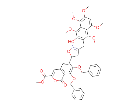 7,8-bis-benzyloxy-6-[3-(3-hydroxy-1,4,5,6,8-pentamethoxy-naphthalen-2-ylmethyl)-4,5-dihydro-isoxazol-5-yl]-1-oxo-1<i>H</i>-isochromene-3-carboxylic acid methyl ester