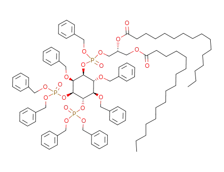 Molecular Structure of 180979-81-1 (D-myo-Inositol, 2,5,6-tris-O-(phenylmethyl)-, 1-(2R)-2,3-bis(1-oxohexadecyl)oxypropyl phenylmethyl phosphate 3,4-bisbis(phenylmethyl) phosphate)
